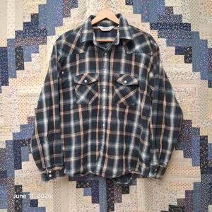 Vintage Dakota by Five Brother Heavy Pearl Snap Flannel Mens XL Western Plaid